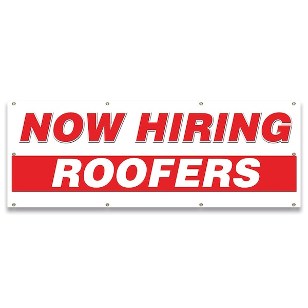 Signmission Now Hiring Roofers Banner Apply Inside Accepting Application Single Sided B-96-30298 - main